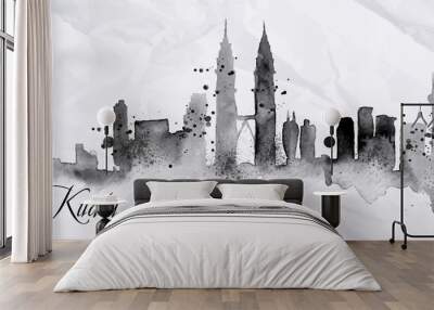 Silhouette ink Kuala Lumpur Wall mural