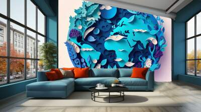 Blue Earth Globe Papercut Wall mural