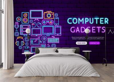 computer gadgets neon banner design Wall mural