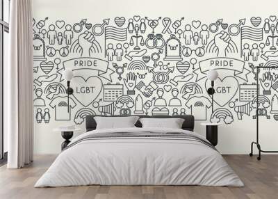 Pride Month Banner Concept. Vector Illustration of Outline Design. Wall mural