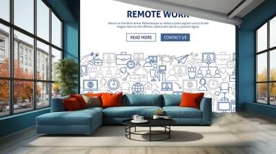 Remote Work Banner Design Wall mural