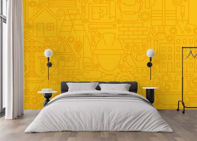 Thin Yellow Construction Line Seamless Pattern Wall mural