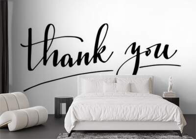 Phrase thank you handwritten text vector. Wall mural