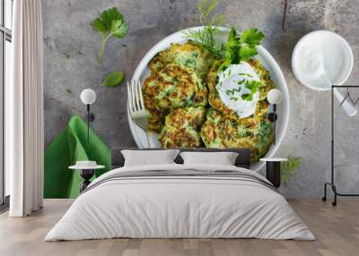  zucchini fritters, vegetarian zucchini pancakes, Wall mural