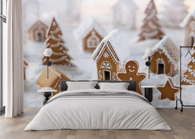 Christmas gingerbread village Wall mural