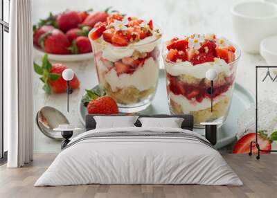 delicious strawberry vanilla cream dessert Wall mural