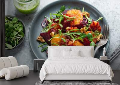 Fresh healthy red blood orange and beetroot salad Wall mural