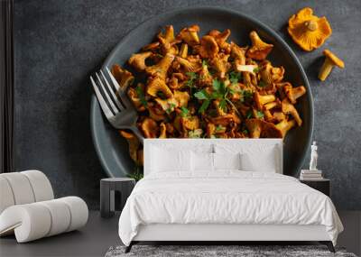 fried chanterelle mushrooms Wall mural