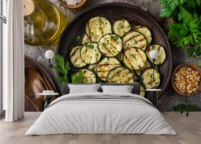 grilled zucchini on plate Wall mural