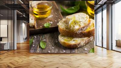 Italian ciabatta  bread with olive oil Wall mural