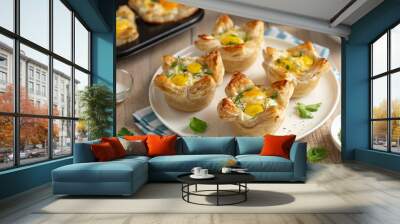 savory puff pastry cups with egg and cheese Wall mural