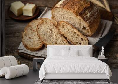 slices of freshly baked homemade sour dough bread Wall mural