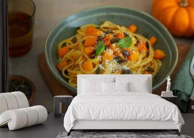 spaghetti pasta with pumpkin Wall mural