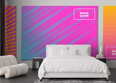 set of horizontal abstract backgrounds with halftone pattern in neon colors. collection of gradient  Wall mural