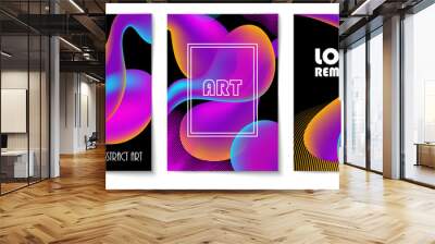 Set of vertical abstract backgrounds with bubble-shaped forms of bright purple gradient. Vector illustration. Wall mural