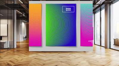 Set of vertical abstract backgrounds with halftone pattern in neon colors. Collection of gradient textures with geometric ornament. Design template of flyer, banner, cover, poster in A4 size Wall mural