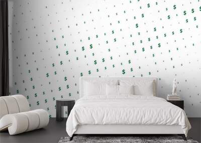 Green vector background with signs of dollars. Simple geometrical pattern with banking symbols.  Wall mural