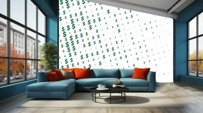 Green vector background with signs of dollars. Simple geometrical pattern with banking symbols.  Wall mural