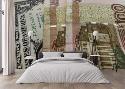 one dollar and two hundred russian rubles. Wall mural