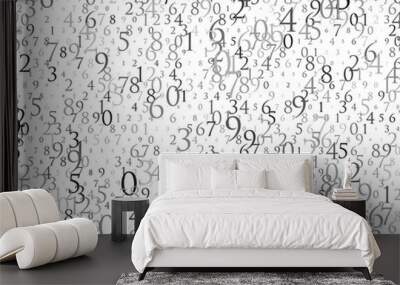 Random numbers 0 and 9. Background in a matrix style. Binary code pattern with digits on screen, falling character. Wall mural