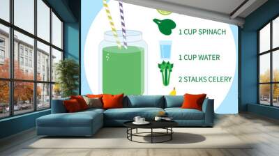 Healthy smoothie illustration. Wall mural