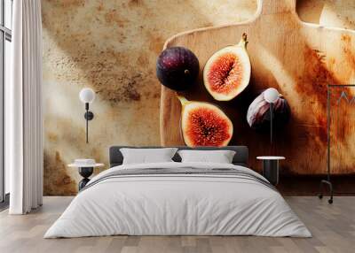 Figs on a cutting board in a rustic style Wall mural