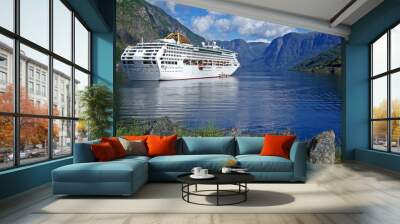 cruising ship in the fjord Wall mural