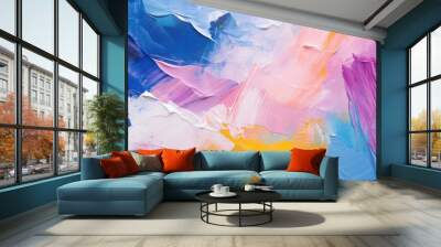 Abstract rough colorful multicolored art painting texture with oil brushstroke. Generative Ai. Wall mural