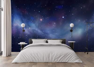 Colorful, stars and space background, panorama universe wallpaper panorama. Generative Ai. Wall mural