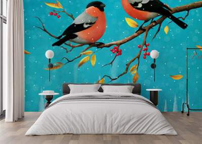 two red birds Wall mural