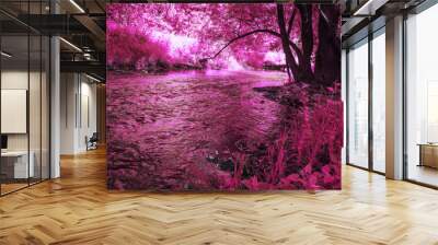 Fantasy purple forest and river Wall mural