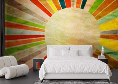 Grunge Colorful Rays Background Wall mural