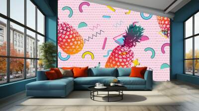 Pineapple with colorful geometric patterns Wall mural