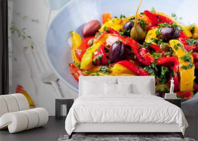 roasted yellow and red bell pepper salad. grilled vegetables. Wall mural