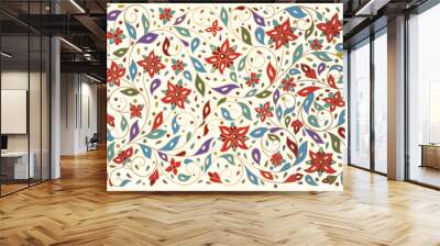 Abstract floral background. Vector ornament pattern. Paisley elements. Great for fabric, invitation, wallpaper, decoration, packaging or any desired idea. Wall mural