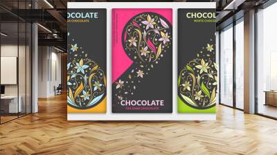 Abstract set of chocolate bar packaging design. Vector luxury template with ornament elements. Can be used for background and wallpaper. Great for food and drink package types. Wall mural