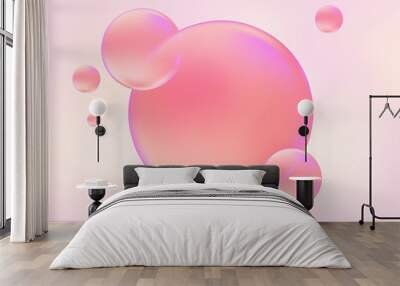 Cute pink 3d bubbles, for trendy presentation design, modern gradient wallpaper design for social media, poster, flyer, card, web page design. Wall mural