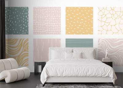 abstract simple spring texture in pastel pink green yellow colors. Suitable for Easter, spa, beauty background. With scribble dot stripe print Wall mural