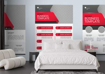 flyer advert abstract business template text layout and copy space vivid red and gray vector background for event agenda webinar newsletter lecture schedule marketing ad Wall mural