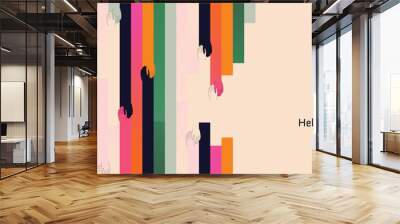 helping hand gesture, abstract people reaching for help, concept of volunteer charity donation giving for children woman elderly senior social group, background banner with copy space Wall mural