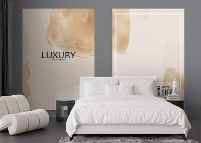 luxury gold abstract watercolor poster magazine booklet brochure cover design template for beauty make up fashion article. vector banner Wall mural