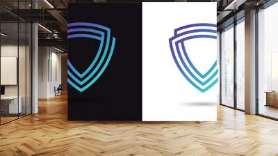 shield logo security icon simple abstract blue purple business symbol of  protection safe secure guard vector design element Wall mural