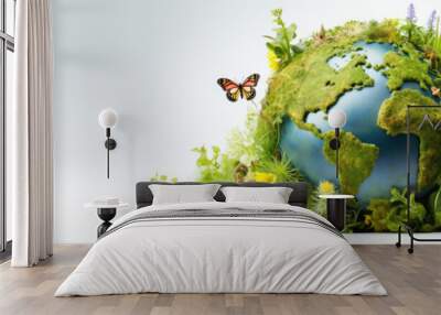 world globe planet earth background banner sustainable environment ecology nature regeneration eco friendly green energy care for nature esg concept Wall mural