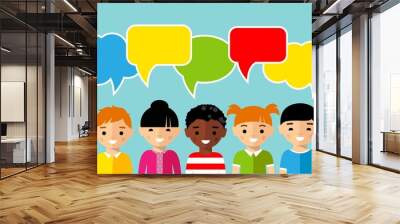 Set of children with colorful dialog speech bubbles
 Wall mural