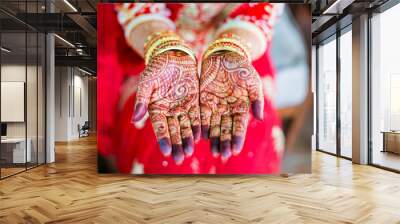 woman's hands with henna wedding design, nepal Wall mural