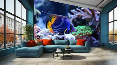 Tropical fish on the coral reef. World Oceans Day or World Oceans Day. Wall mural