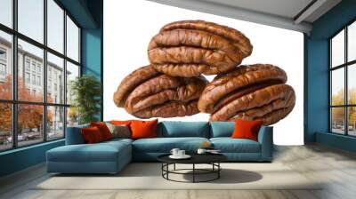 pecans isolated on white background Wall mural