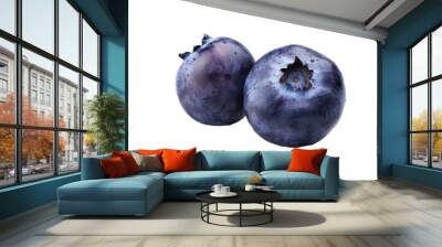 Two blueberries on a white background Wall mural