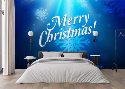 Abstract holiday Christmas blue background Wall mural