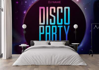 Disco ball background. Disco party poster on open space background Wall mural